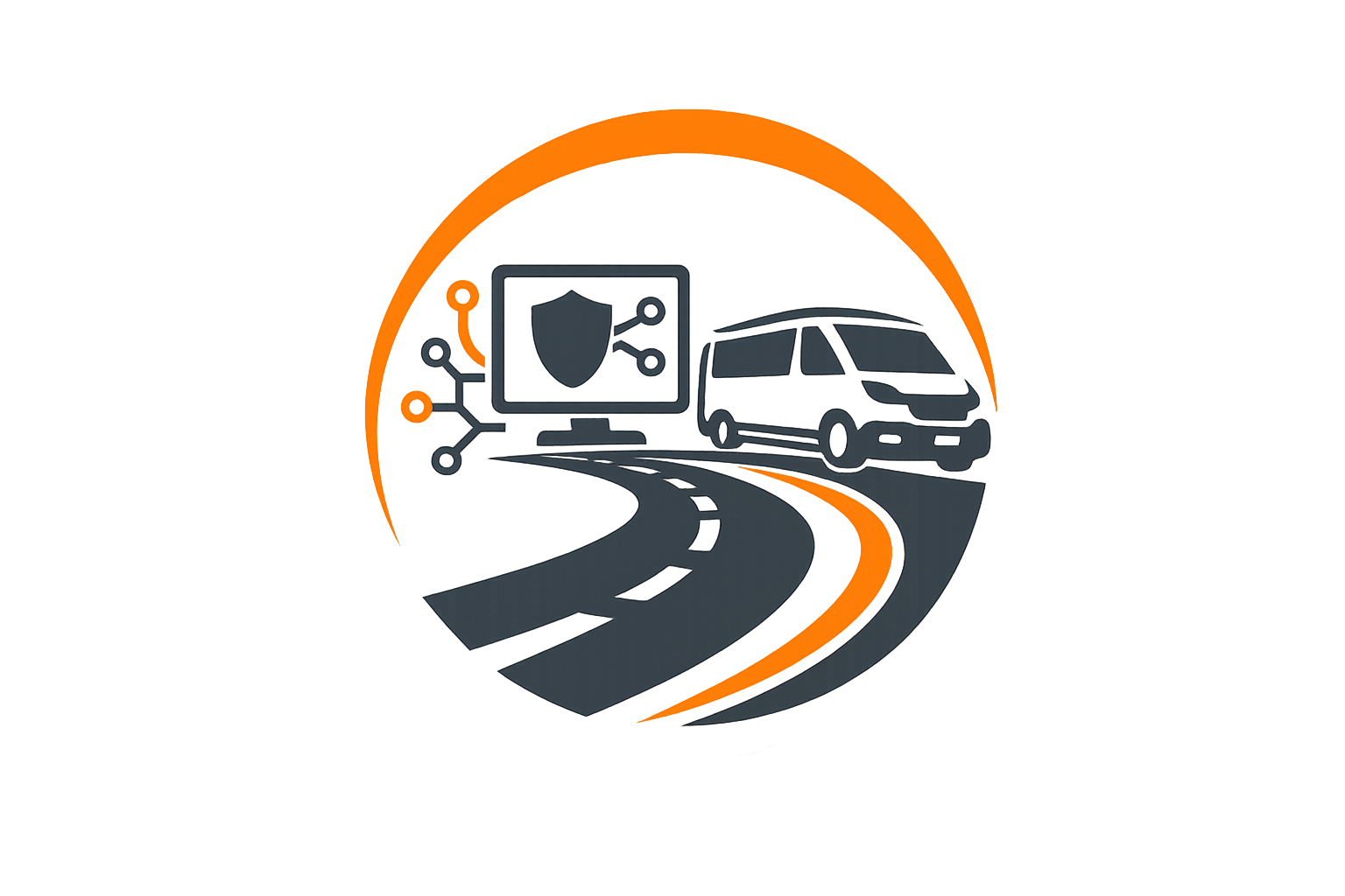 Bildmarke von mol-connect mit IT, 9-Sitzer und Straße